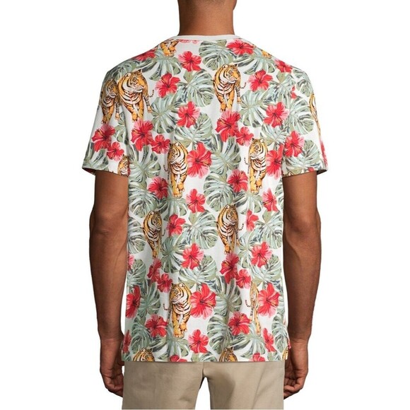 No Boundaries Mens Tee Shirt Floral Aloha Hawaiian Tigers Hibiscus Ti Leaf XL - Picture 8 of 16